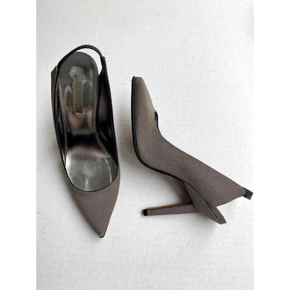 New CALVIN KLEIN COLLECTION Silver Slingback Pumps SHOES 37 / 7 - Picture 5 of 9